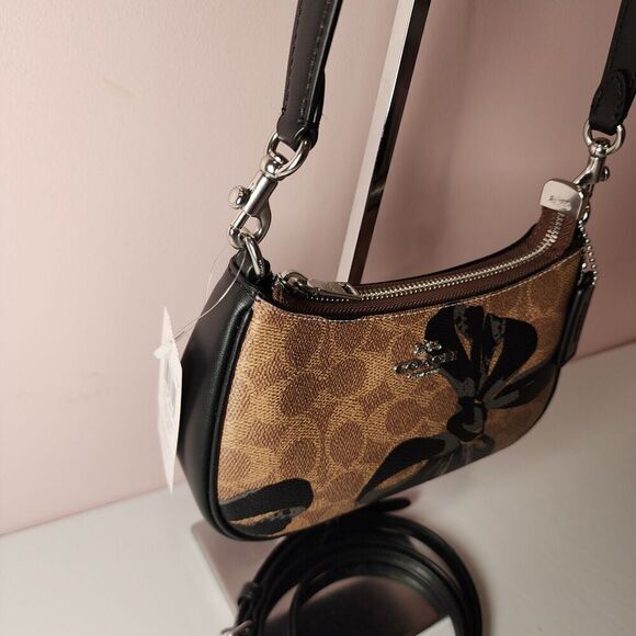 NWT Coach CY733 Teri Mini Bow Print Crossbody Bag Signature Black Bows V2 - Picture 4 of 5